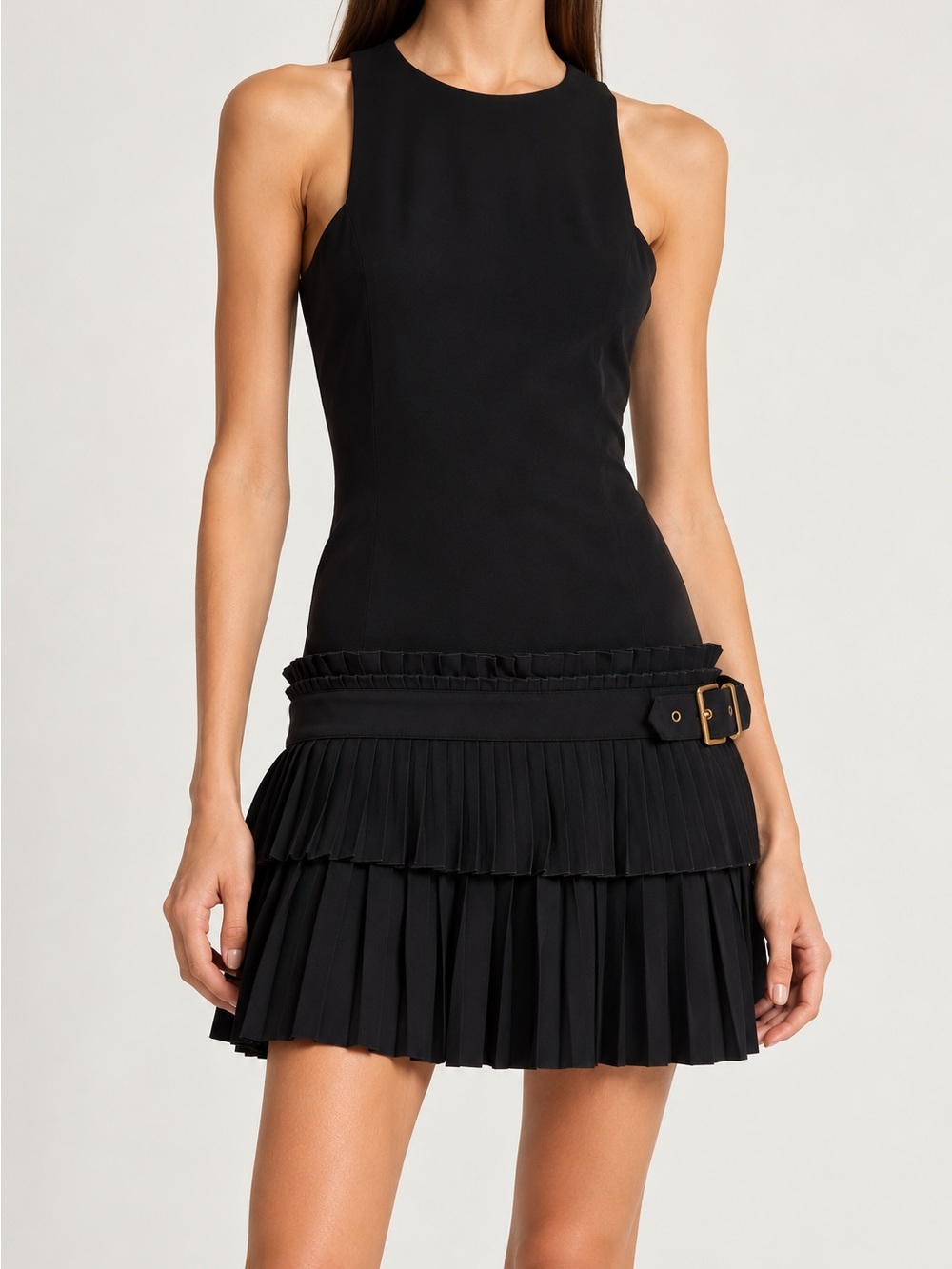 Alexander McQueen Black Pleated Mini Dress Like New
